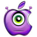 Purple people eating apple